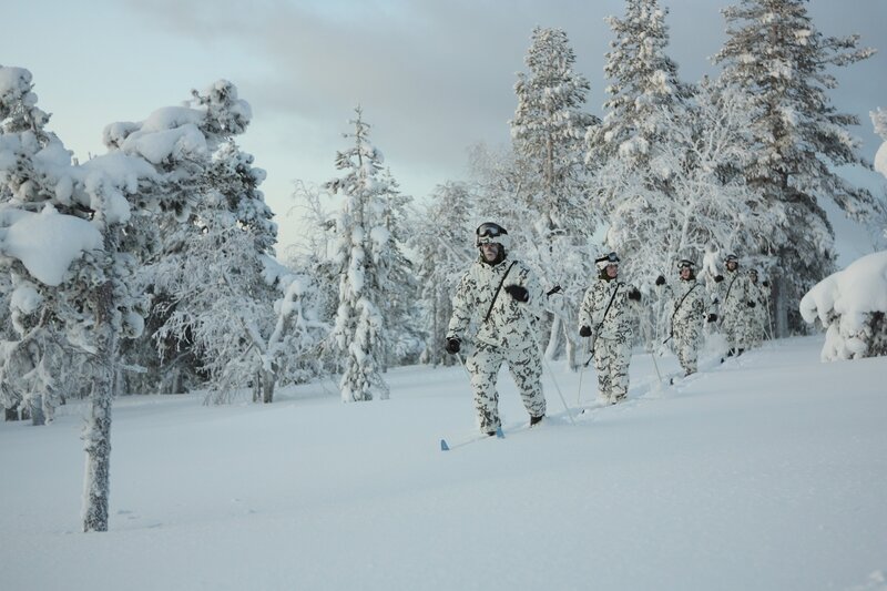 Soldiers Skiing in Snow — White, Cold