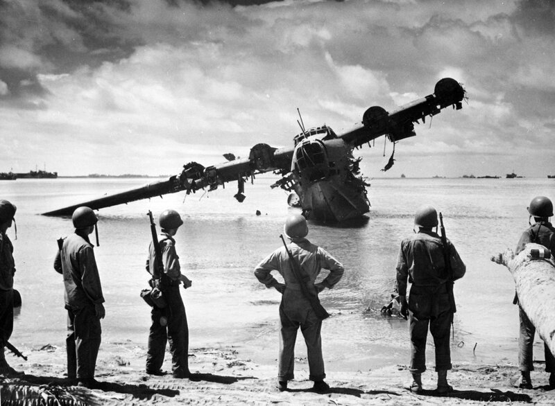 Soldiers Viewing Crashed Plane