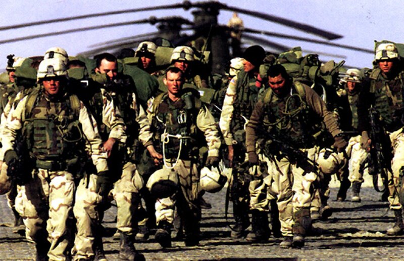 Soldiers Walking in Desert — Tan