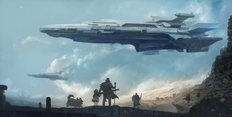 Soldiers Watching Ships — Blue