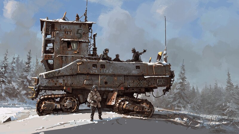 Soldiers with Armored Vehicle — Gray