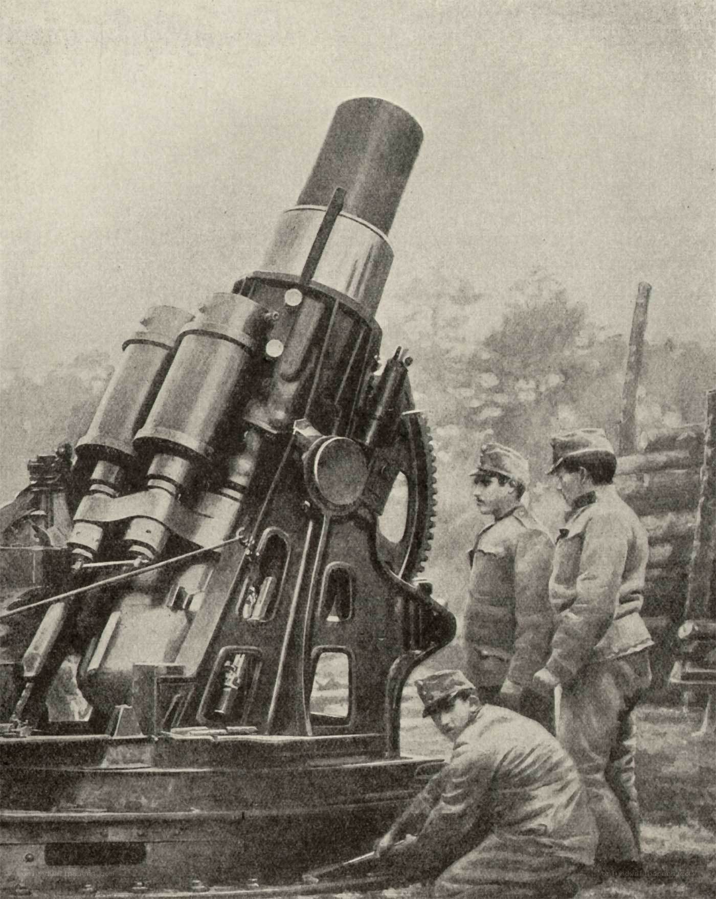 Soldiers with artillery gun