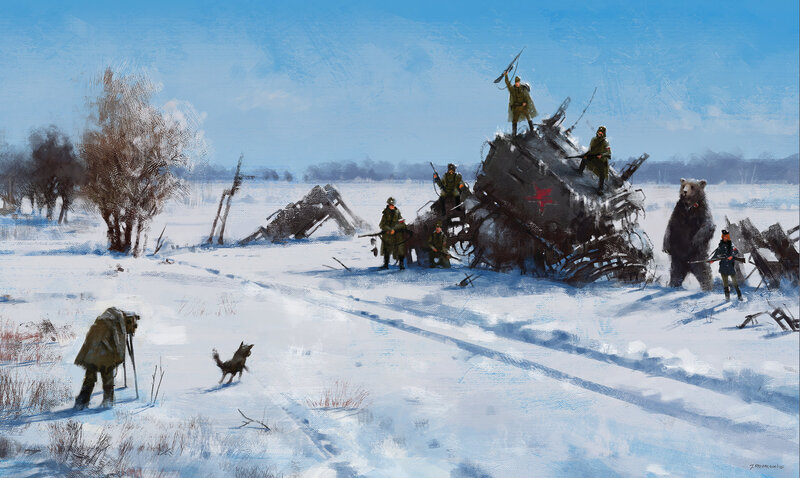 Soldiers with Bear in Snow