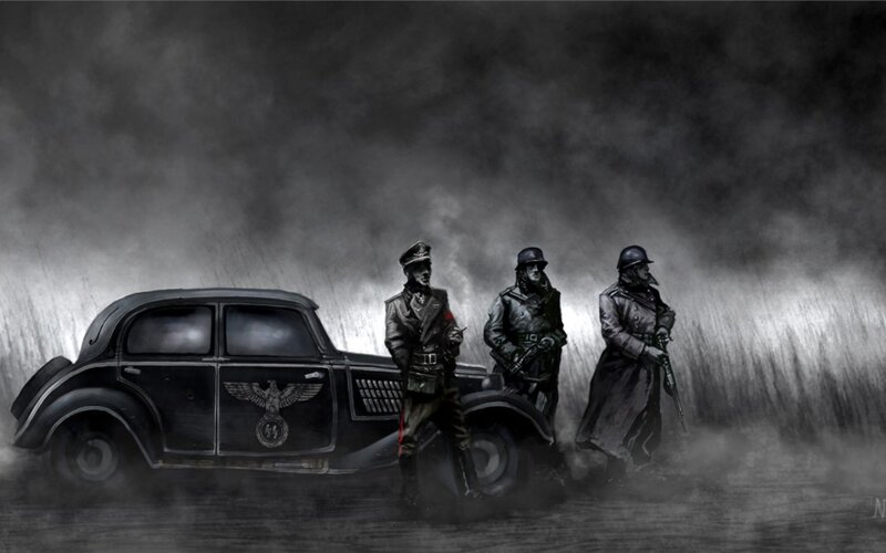 Soldiers with Car — Black