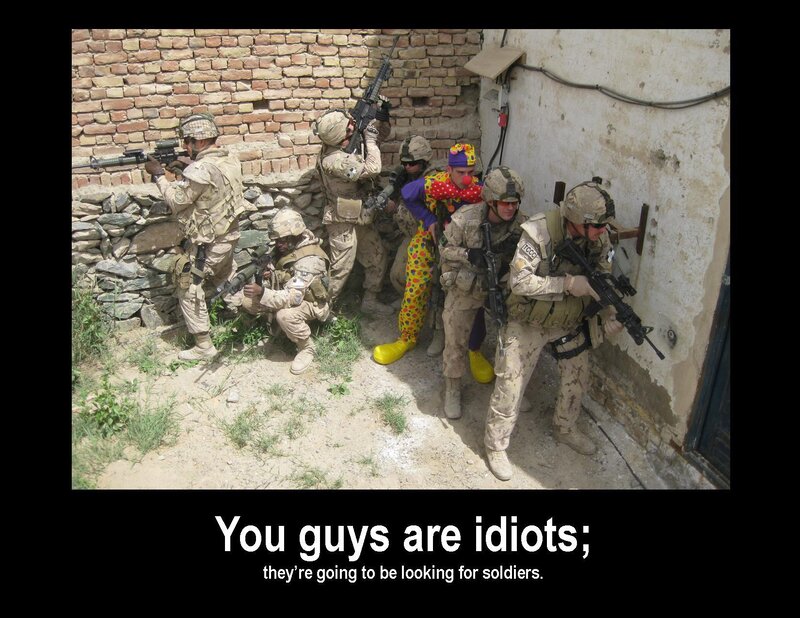 soldiers with clown