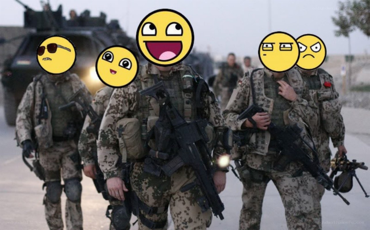 soldiers with emoji faces