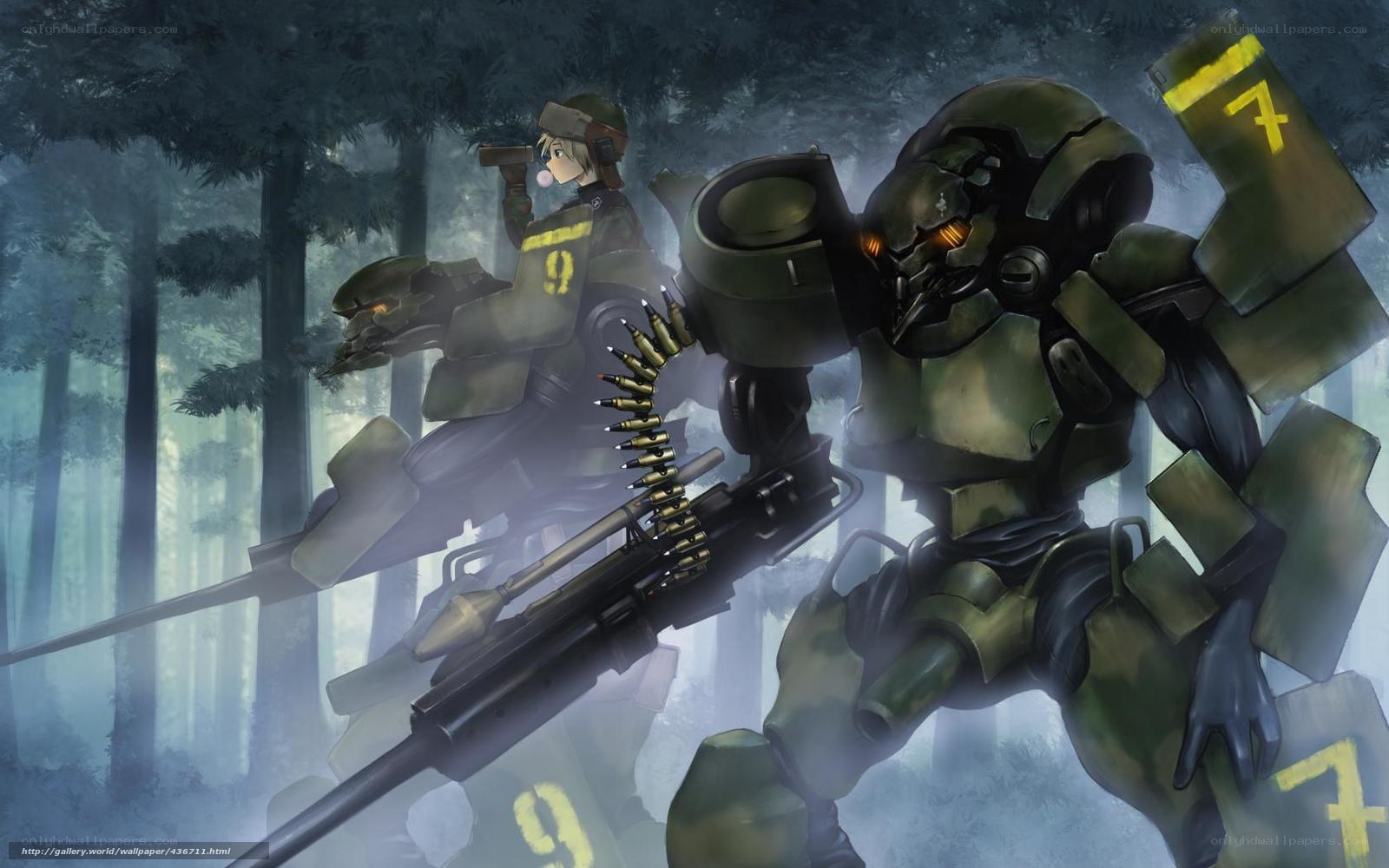 Soldiers with mechs in forest