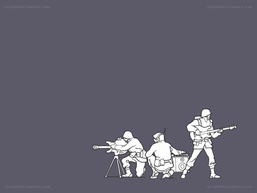 Soldiers with musical instruments
