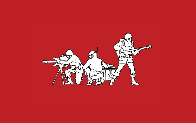 Soldiers with musical instruments