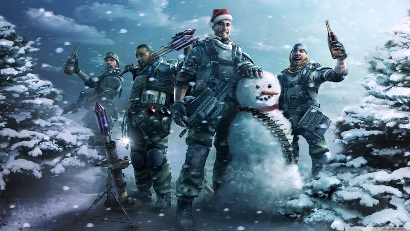 Soldiers with Snowman — White, Festive