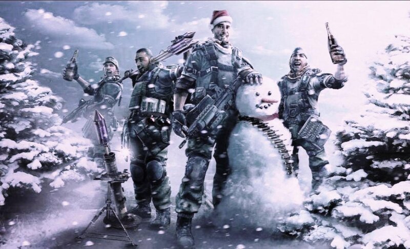 Soldiers with Snowman — White