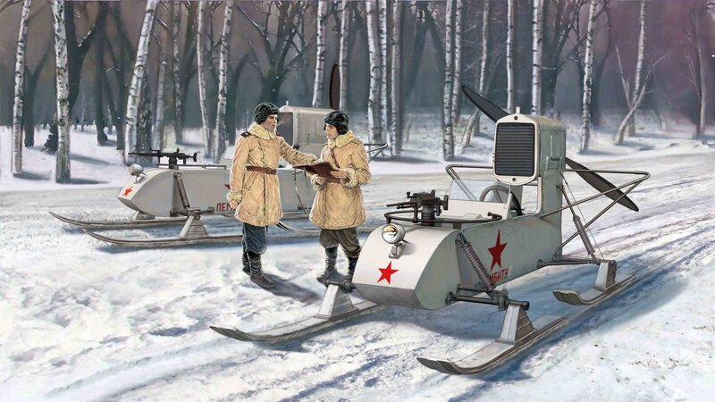 Soldiers with Snowmobiles