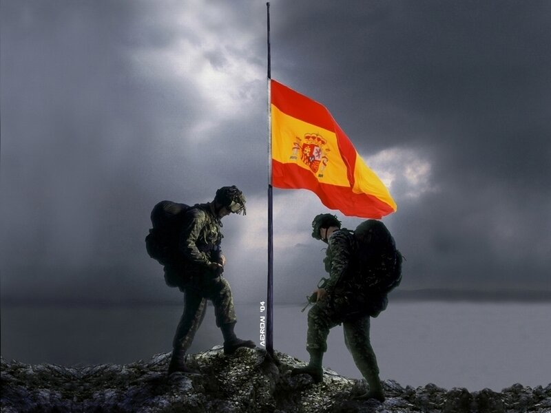 Soldiers with Spanish flag