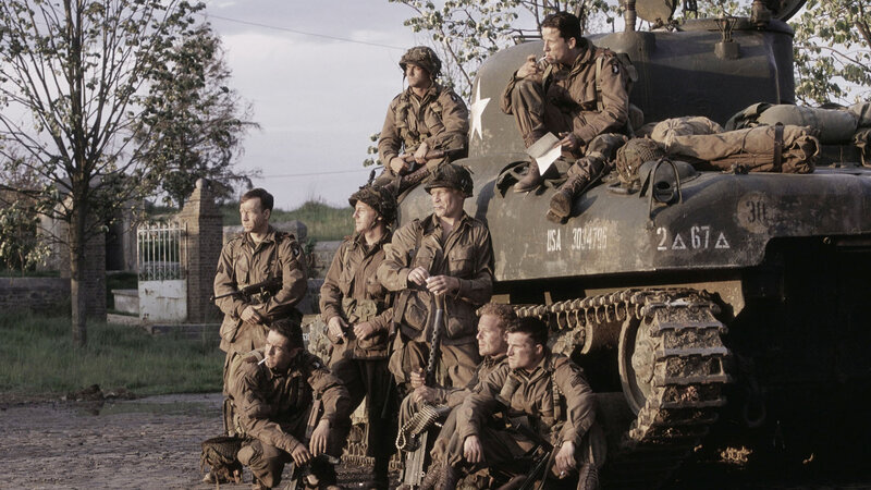 Soldiers with Tank — Brown, Serious, Afternoon