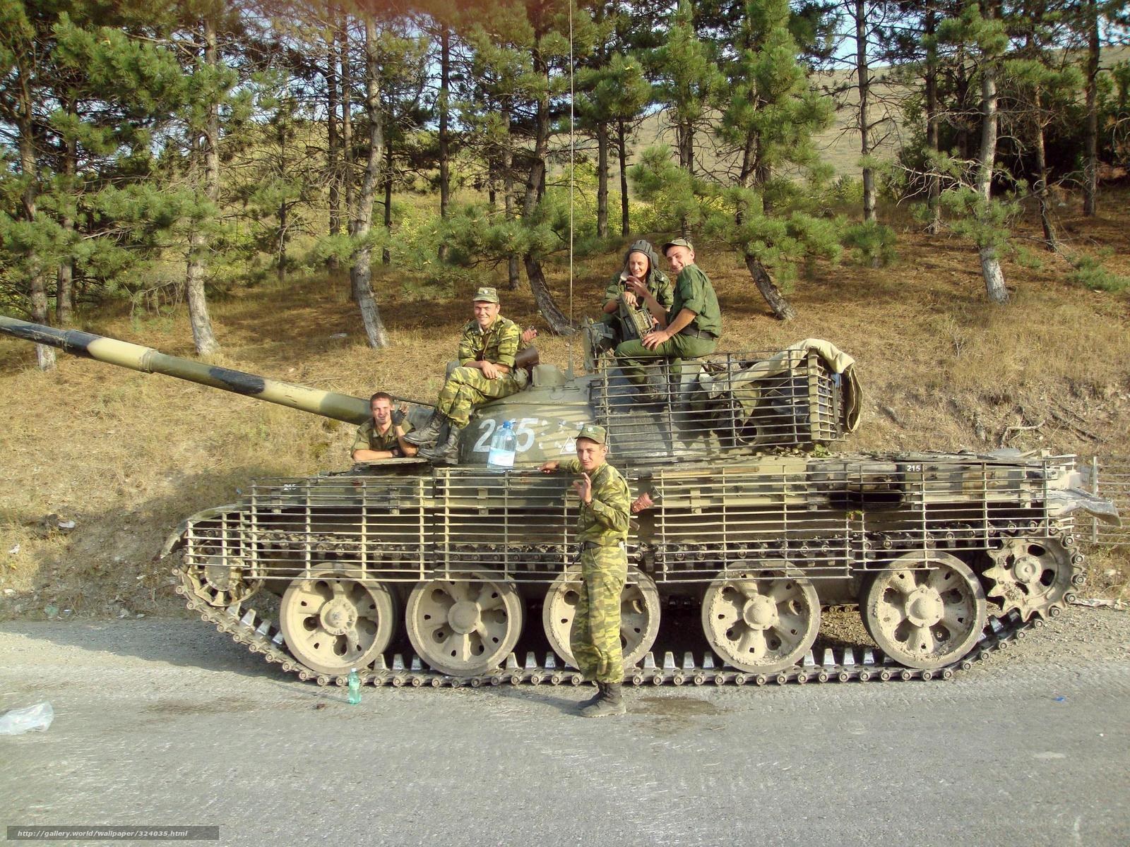 Soldiers with tank in forest