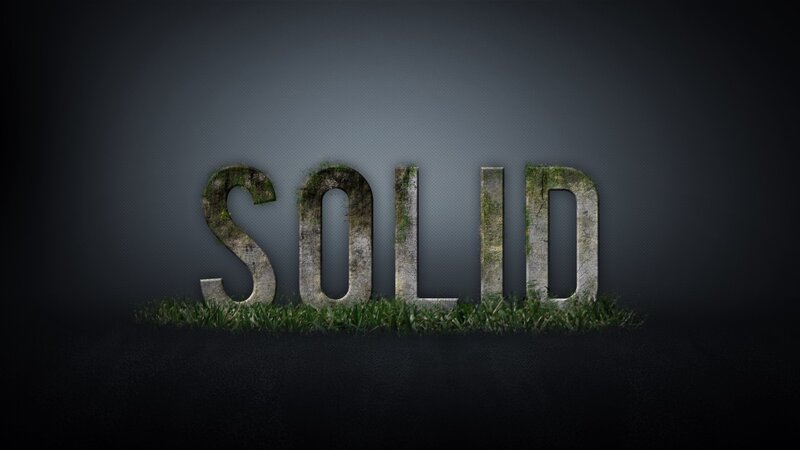 solid text with moss and grass
