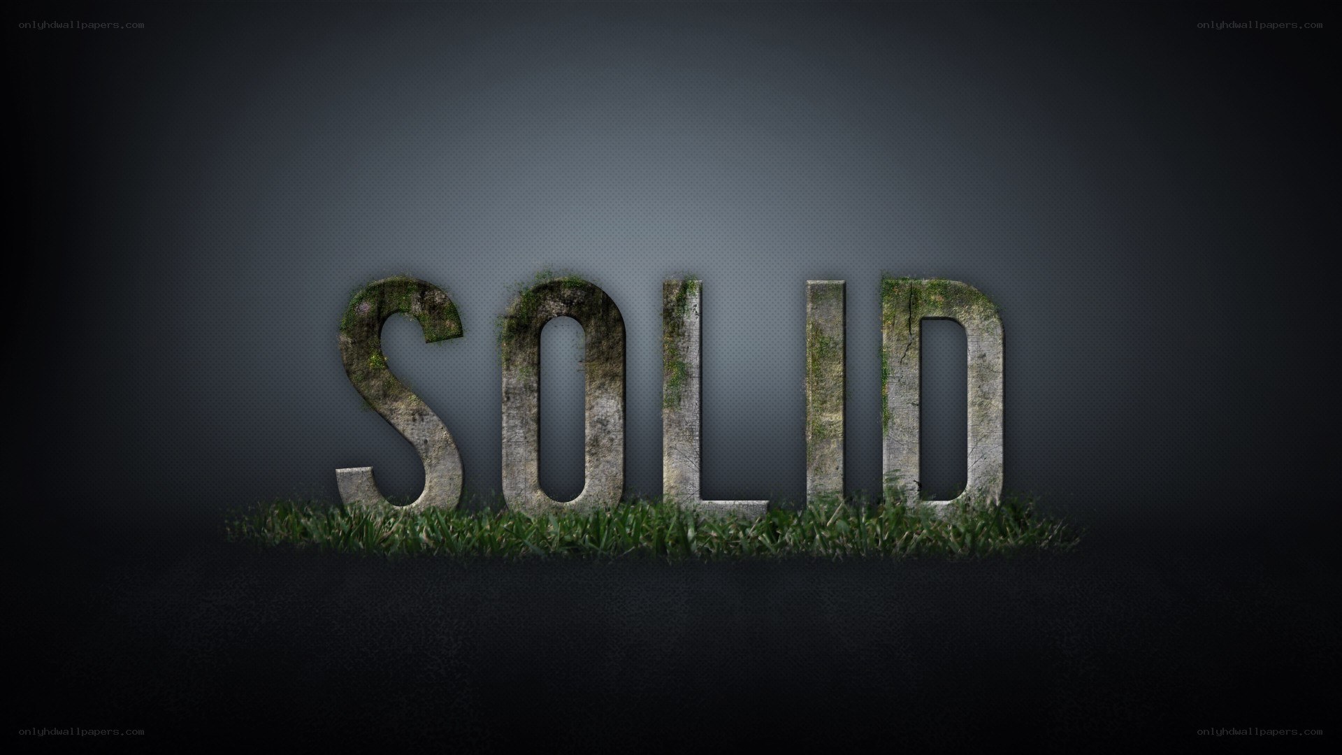 solid text with moss and grass