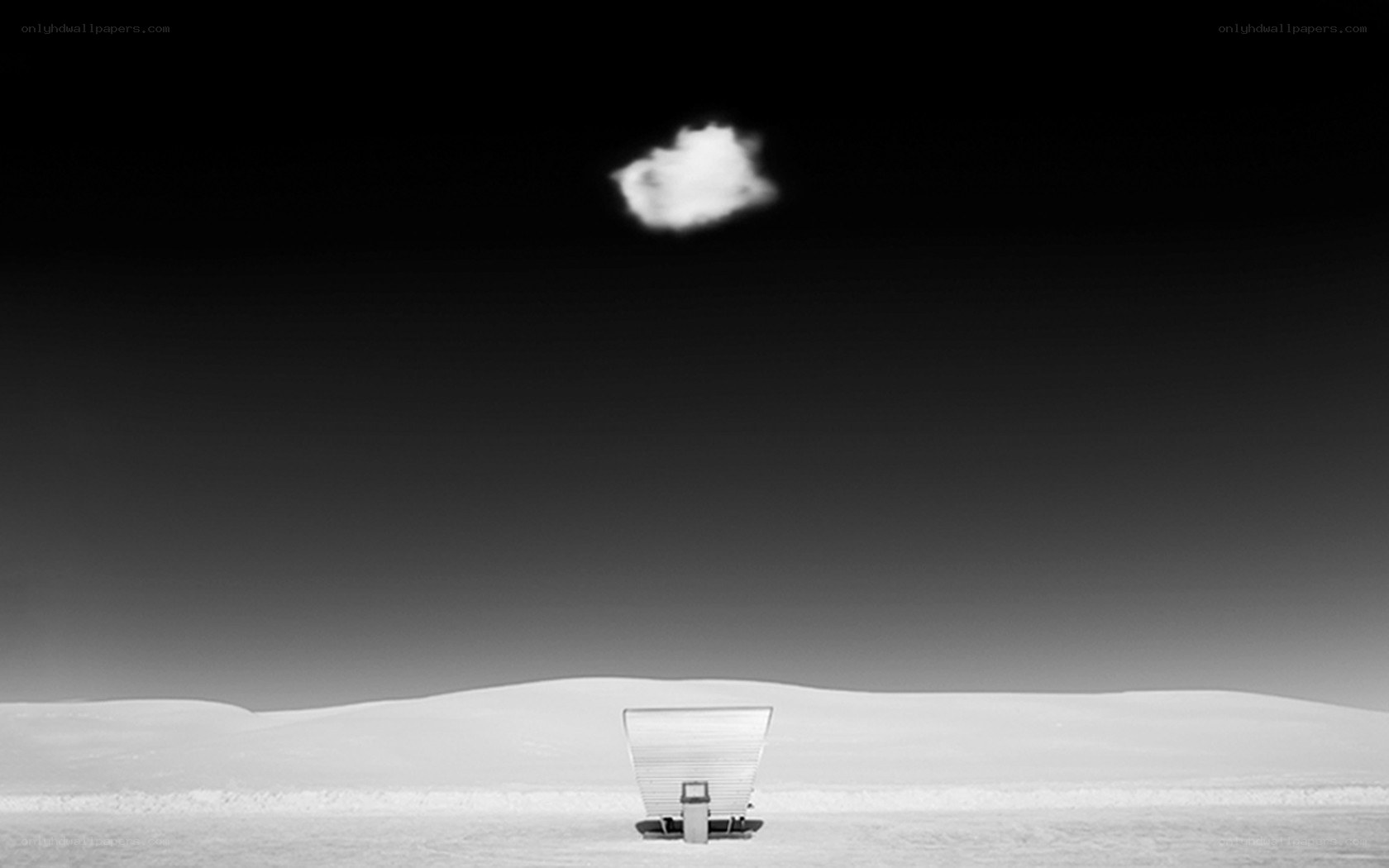 solitary bench in desert
