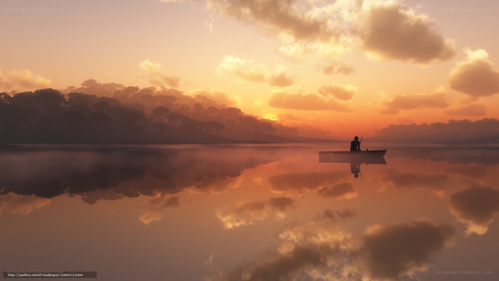 Solitary boat at sunset