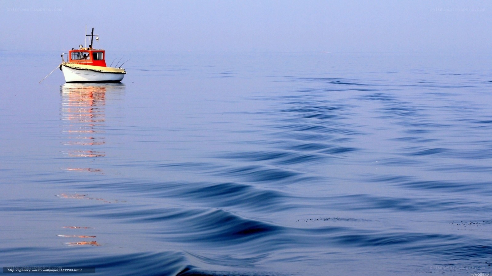 Solitary boat on calm sea