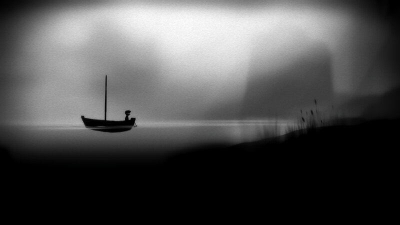 solitary boat on misty lake