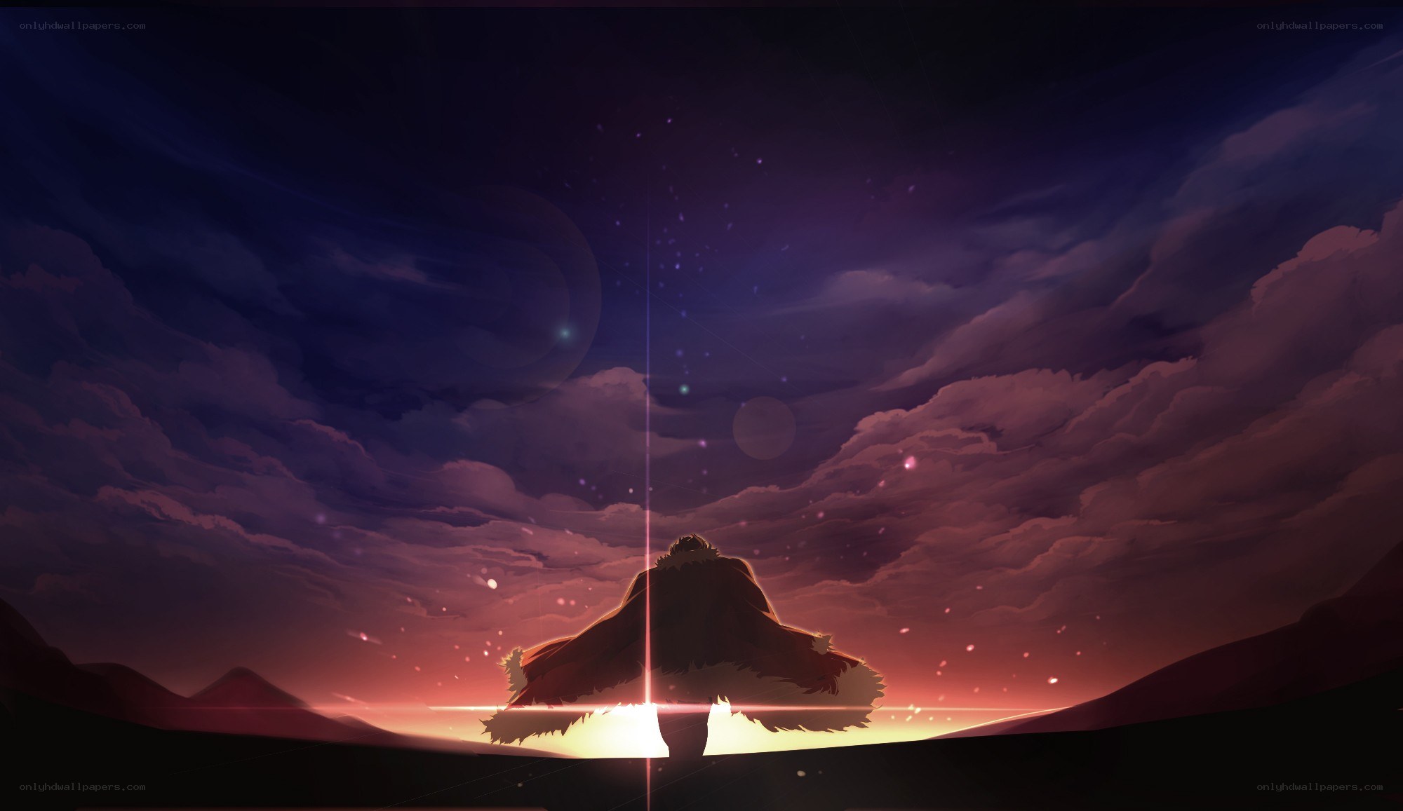 solitary figure at sunset