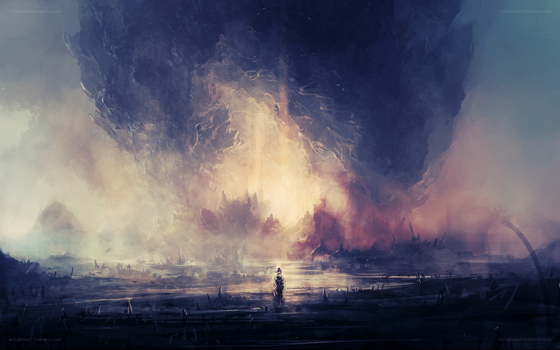 solitary figure before a storm