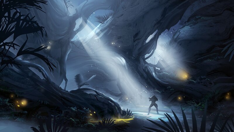 solitary figure in a cave