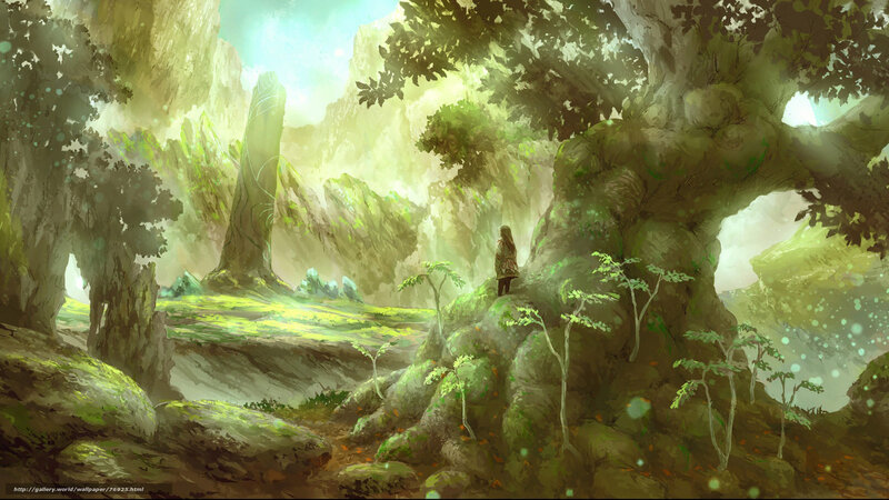Solitary figure in a mystical forest