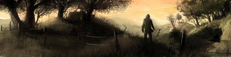 solitary figure in a post-apocalyptic landscape