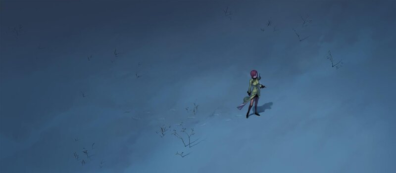 solitary figure in a vast landscape
