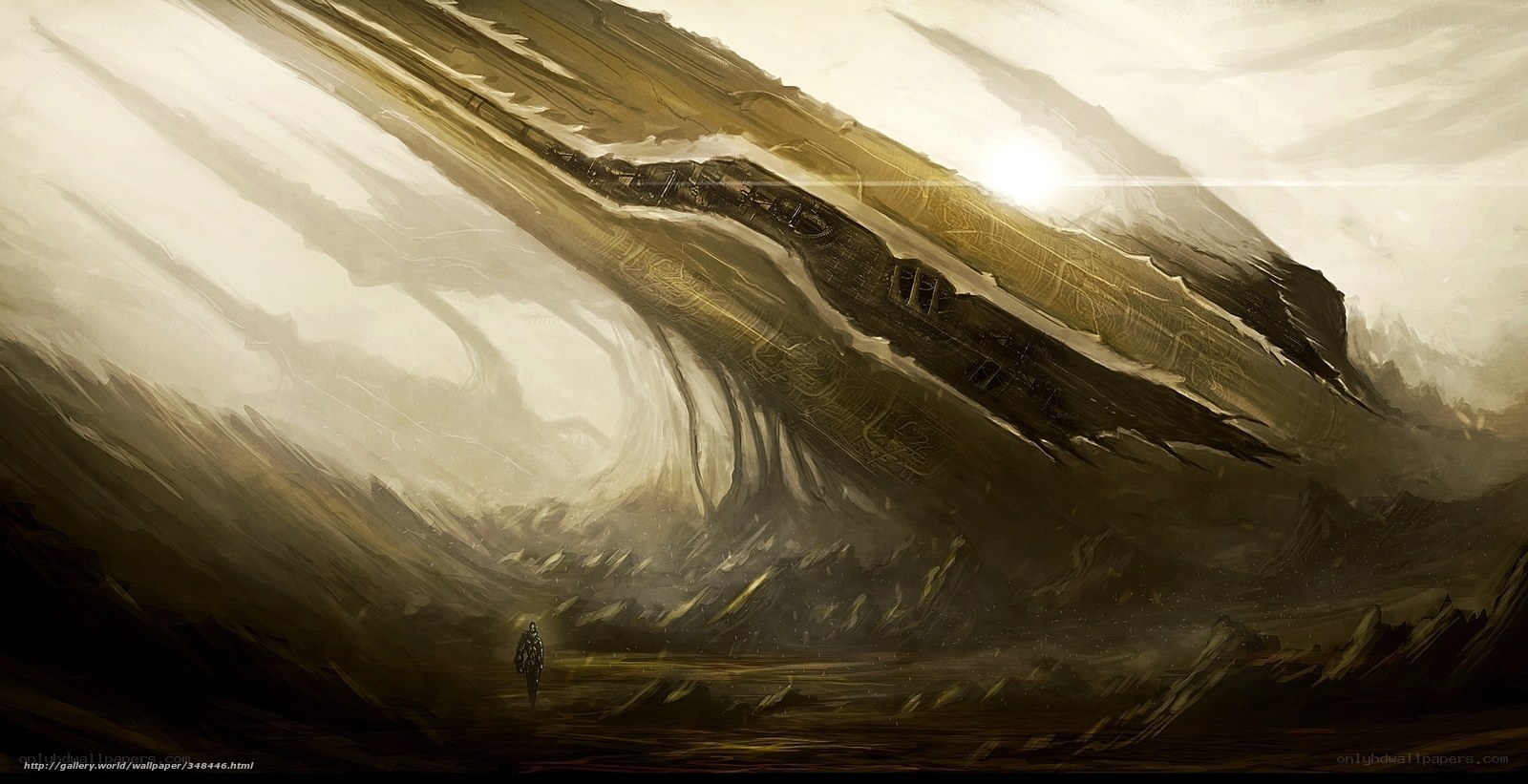 solitary figure in alien landscape