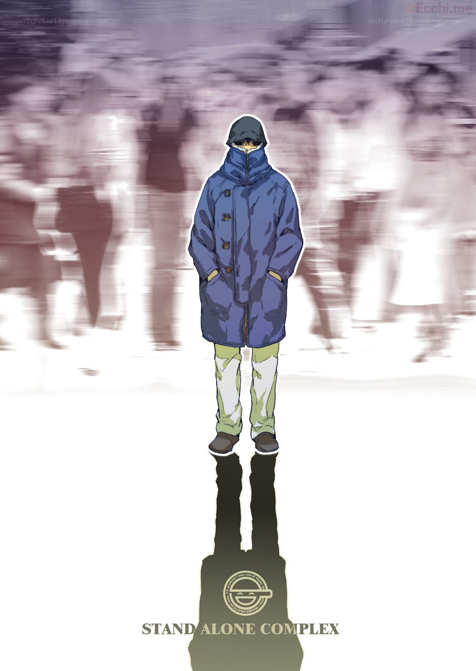 solitary figure in crowd