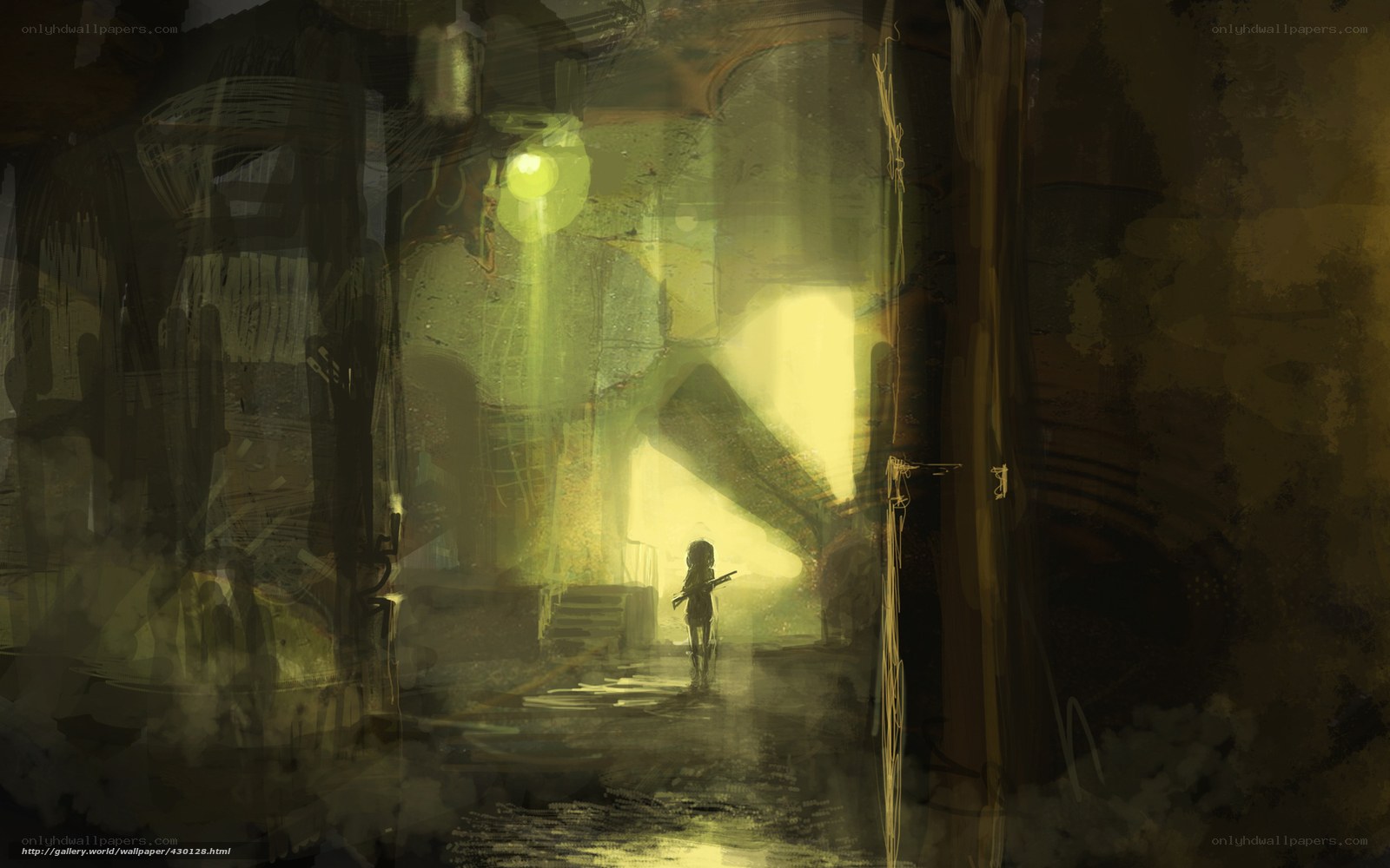 solitary figure in dim alley