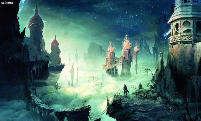 Solitary Figure in Fantasy Landscape