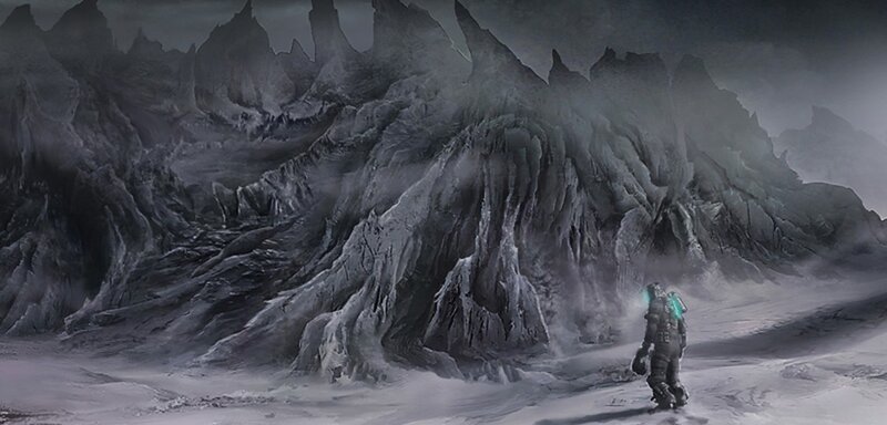 solitary figure in icy wasteland