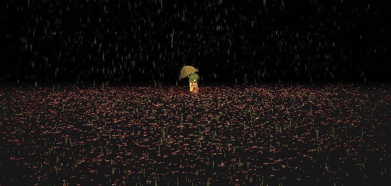 solitary figure in rain