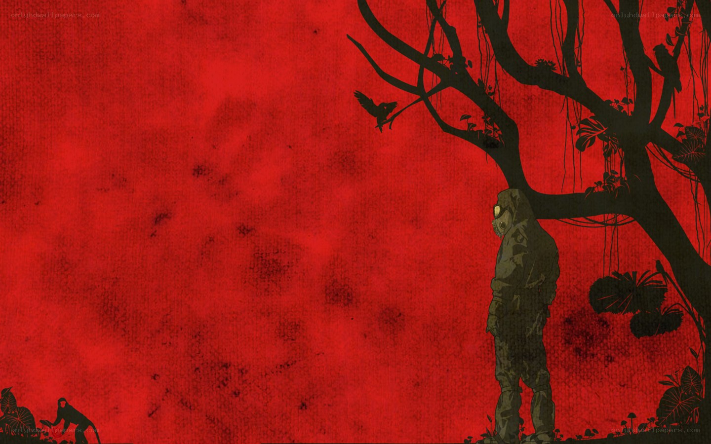 solitary figure in red landscape