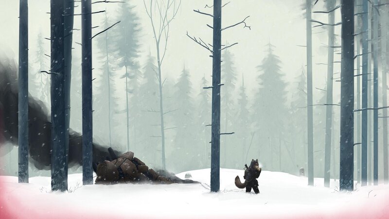 solitary figure in snowy forest