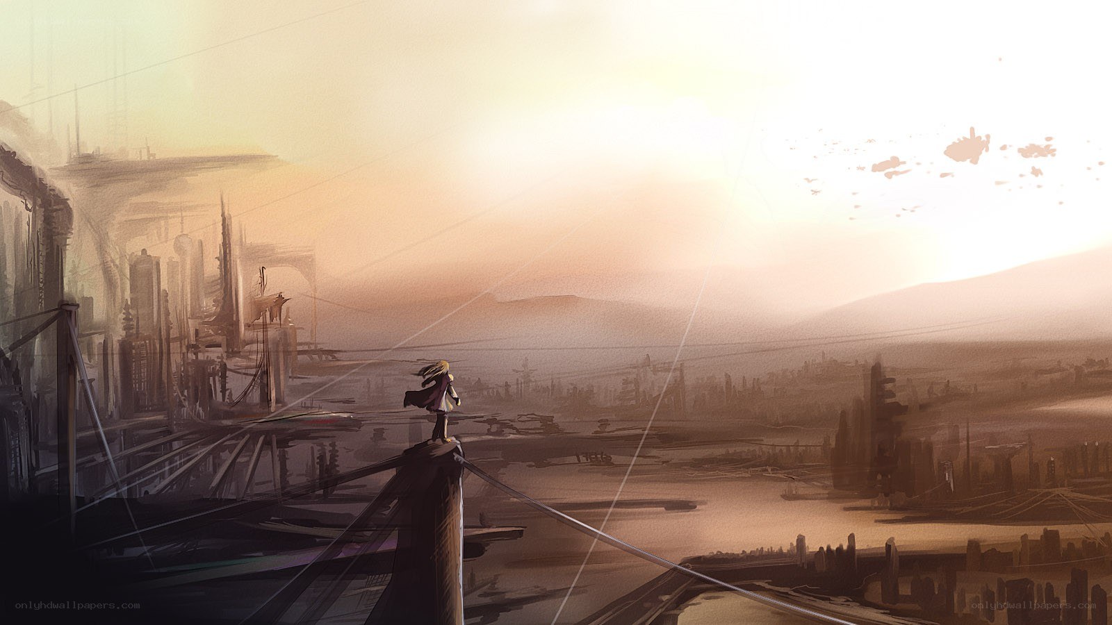 solitary figure on a bridge