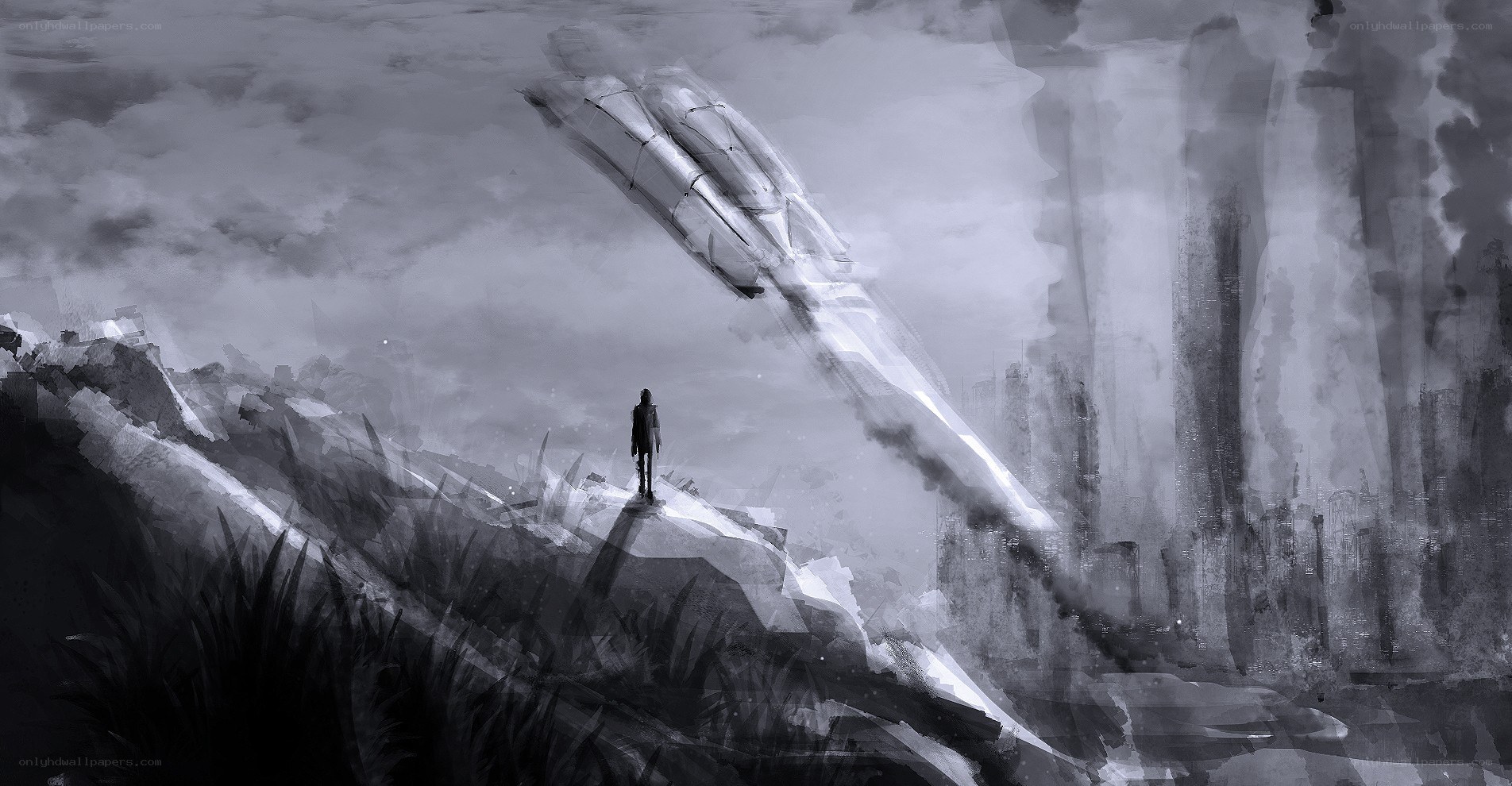 solitary figure on a cliff