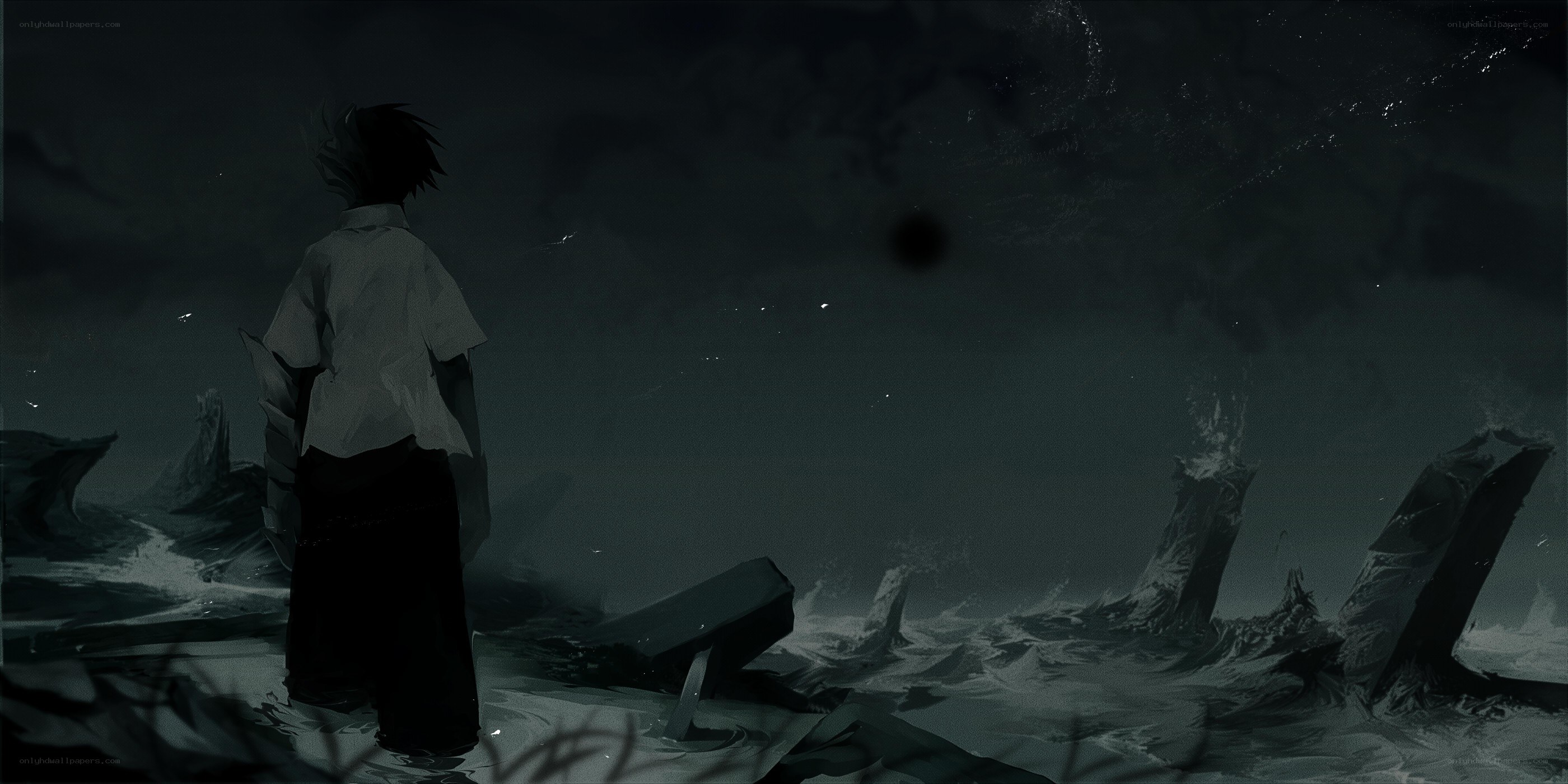 solitary figure on a desolate shore