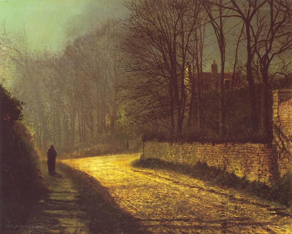 Solitary figure on a moonlit path