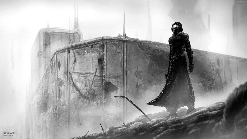 solitary figure on a ruined world