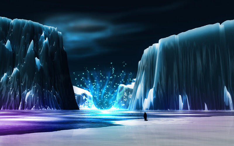 solitary figure on icy shore