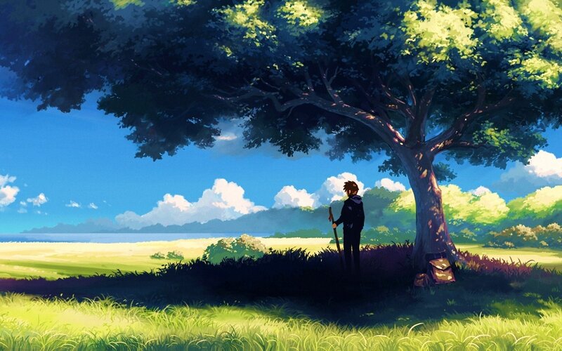 solitary figure under a tree
