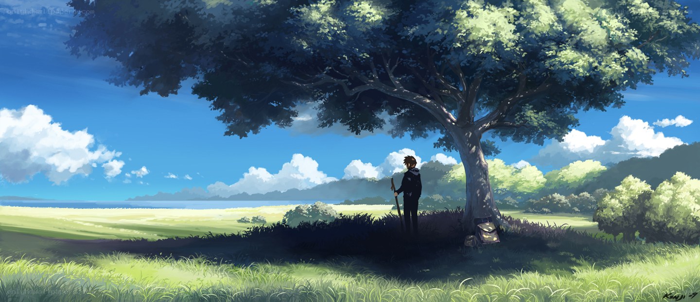 solitary figure under a tree