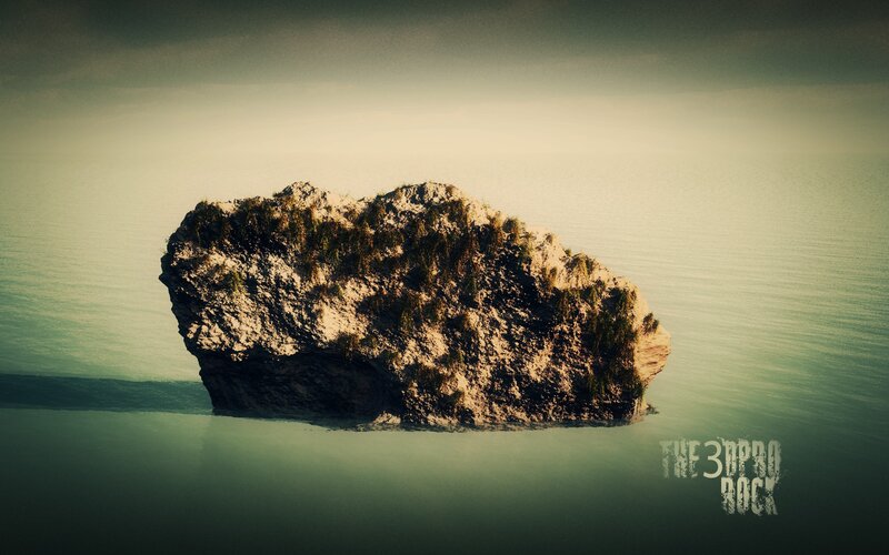 solitary rock in calm sea