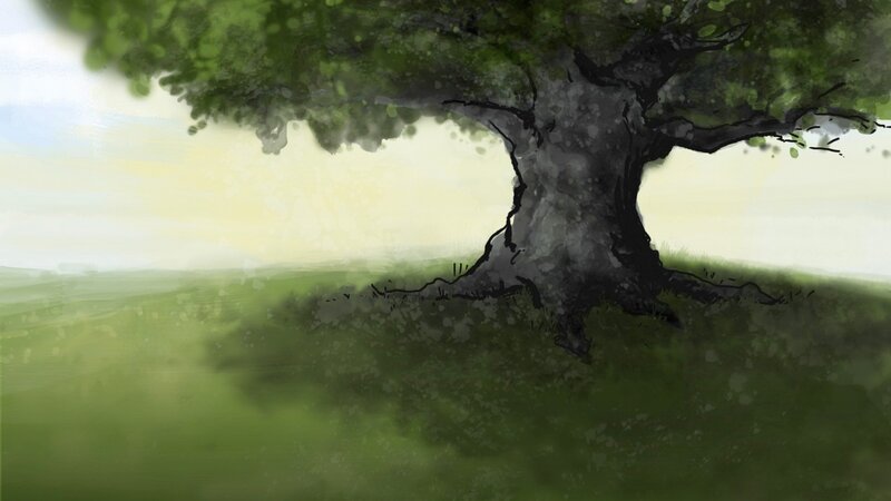 solitary tree in a green field