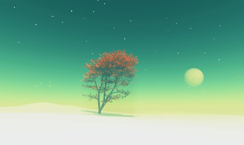 Solitary Tree in Desert — Green, Serene